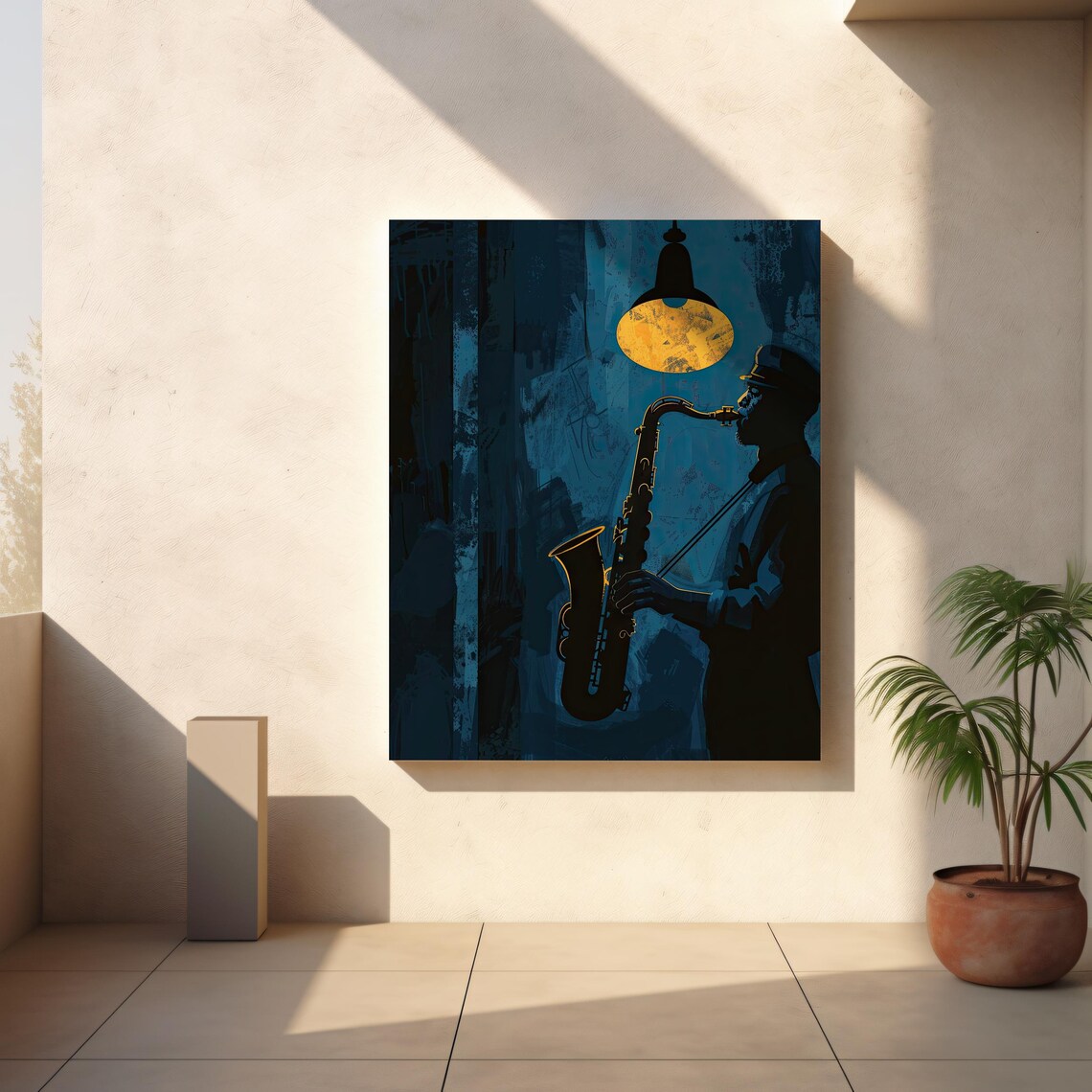 Midnight Jazz Saxophonist, Romantic Art Print - Image 4