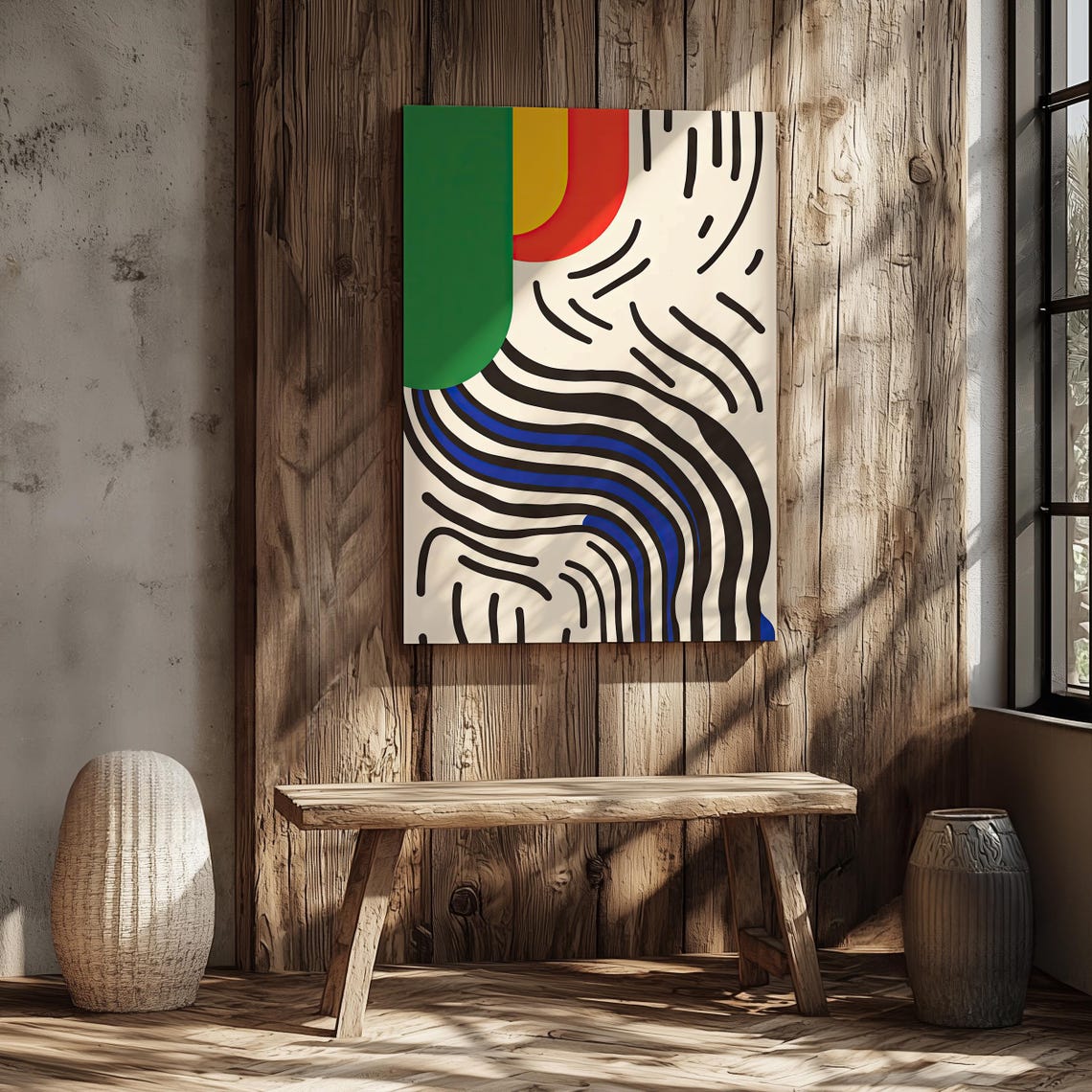 Mid Century Modern Geometric Abstract Bold Color Lines Poster - Image 7
