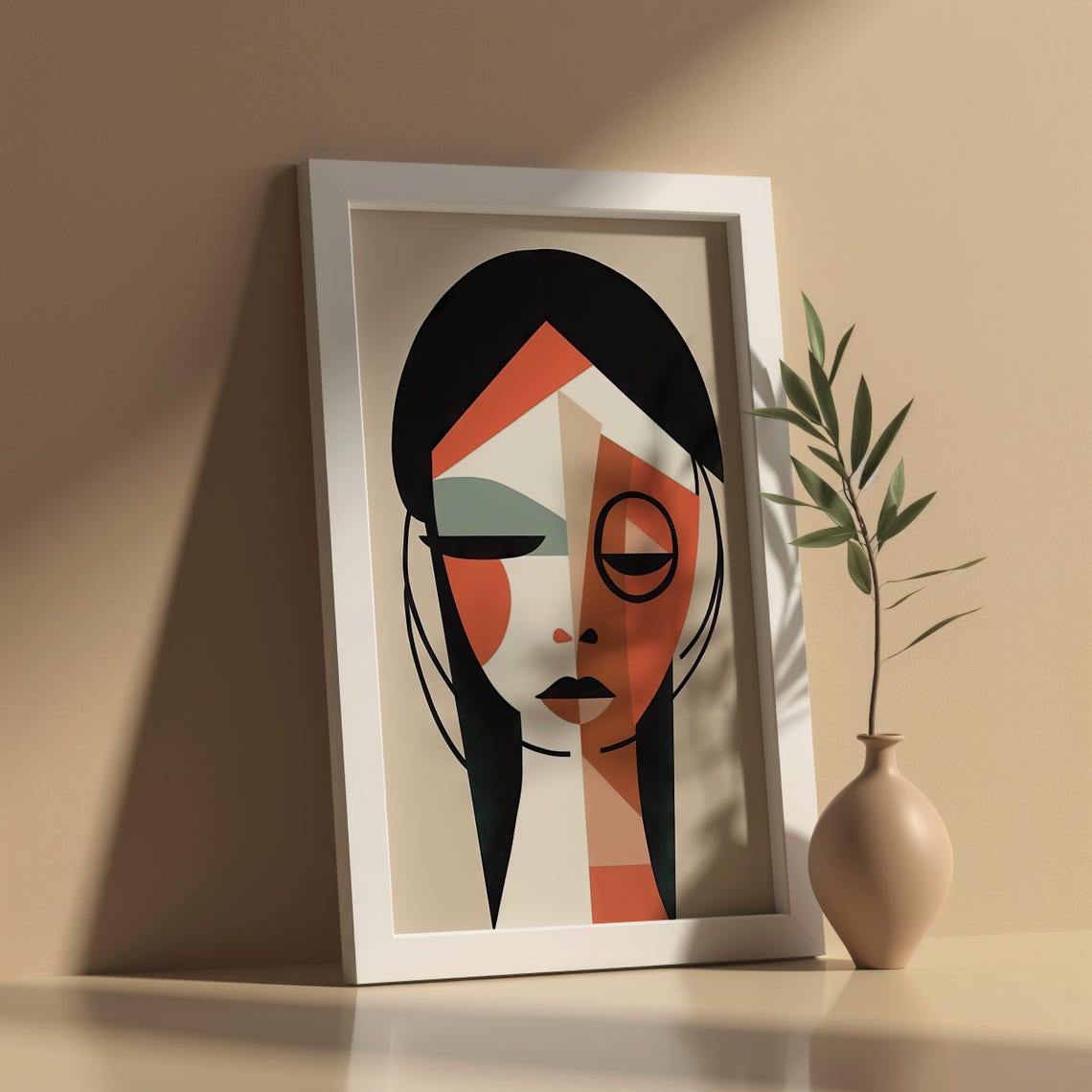 Modern Geometric Portrait Art Minimalist Abstract Face Cubist Style Wall Art Contemporary Decor Ai Generated - Image 5