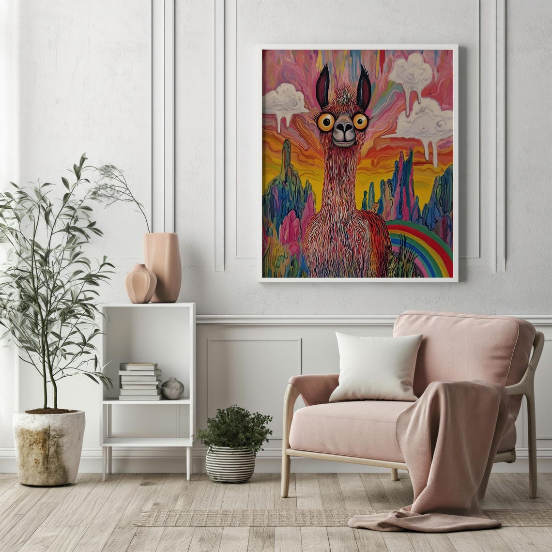 Surreal Psychedelic Llama Rainbow Fantasy Colorful Animal Poster - Image 6