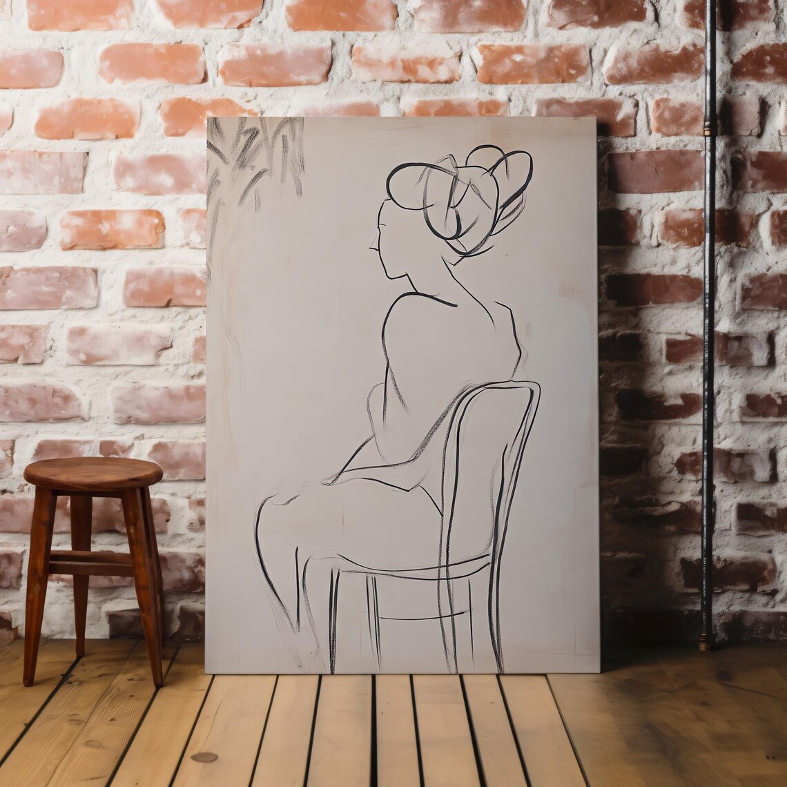 Seated Woman Elegant Line Art Contour Drawing Minimalist Figure Poster - Image 8