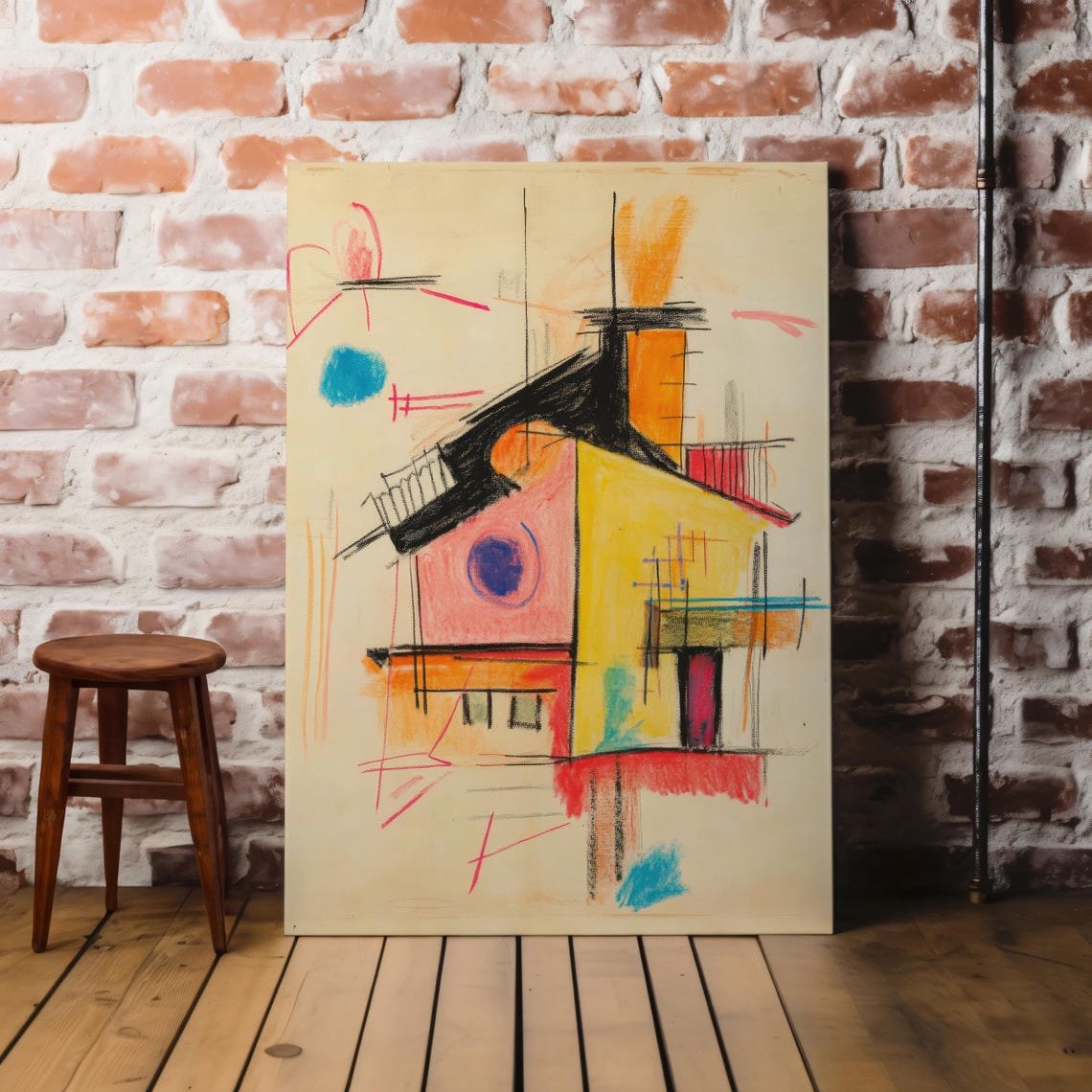 Colorful Modernist House Abstract Geometric Shapes Wall Art Poster - Image 6