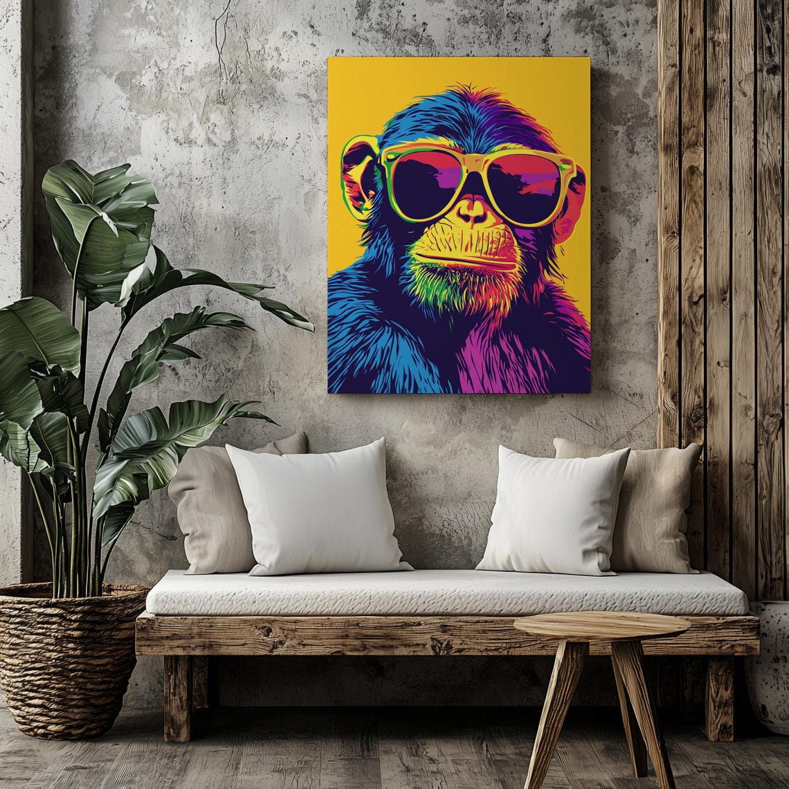 Vibrant Pop Art Monkey Playful Monkey With Sunglasses In Bold Colors Fun Wall Decor Home Decor Art Ai Art - Image 6