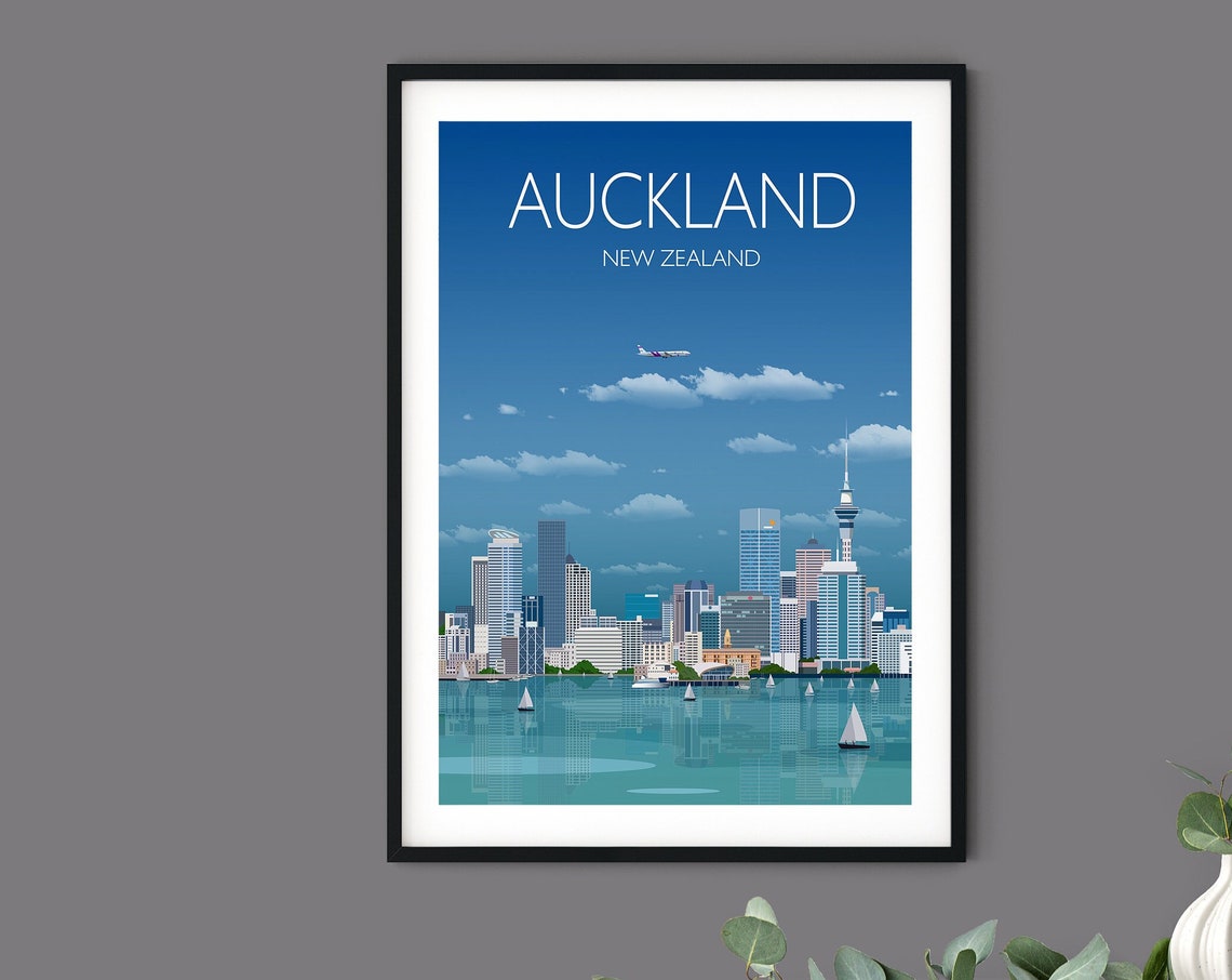 Travel Poster Of Auckland Travel Print Of Auckland New Zealand Travel Poster Auckland Print - Image 3