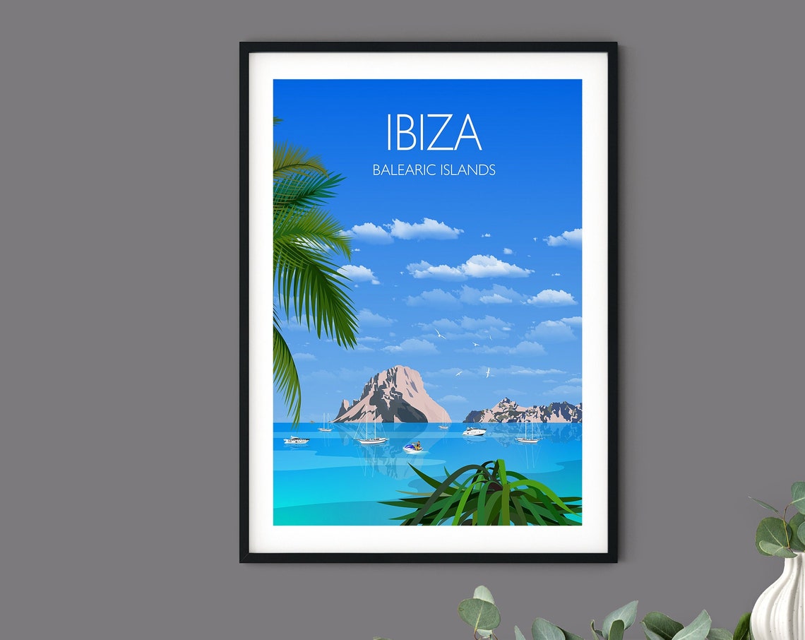 Travel Poster Of Ibiza Travel Print Of Ibiza Balearic Islands Travel Poster Ibiza Print - Image 3