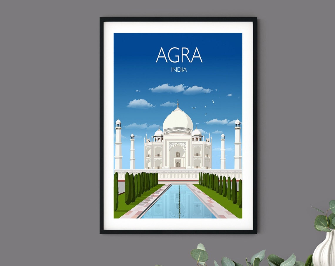Agra India Taj Mahal Daytime Reflecting Pool Frontal View Poster - Image 3