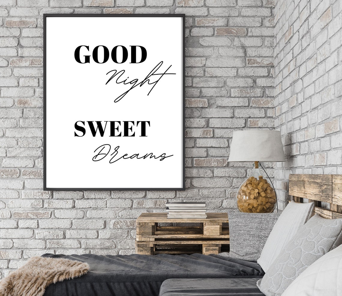 Good Night Sweet Dreams Calm Serif Script Nursery Bedroom Decor Poster - Image 4