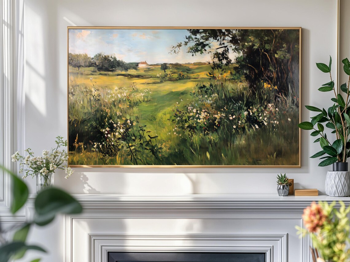 Spring Landscape Painting, Modern Vintage Nature Art - Image 4