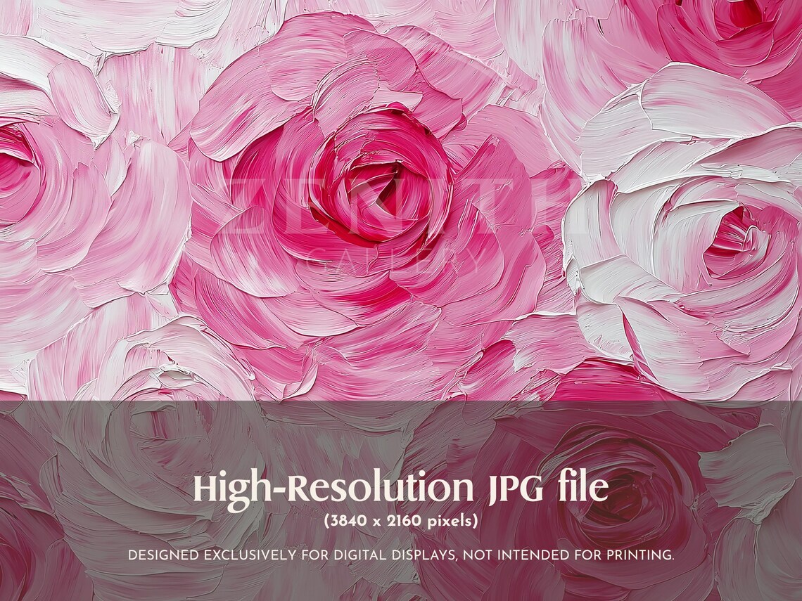 Spring Pink Abstract Floral Painting, Modern Roses - Image 3