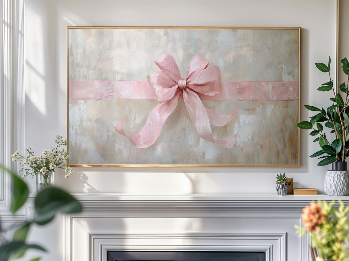 Valentine's Day Pink Bow Vintage Art Print - Image 4