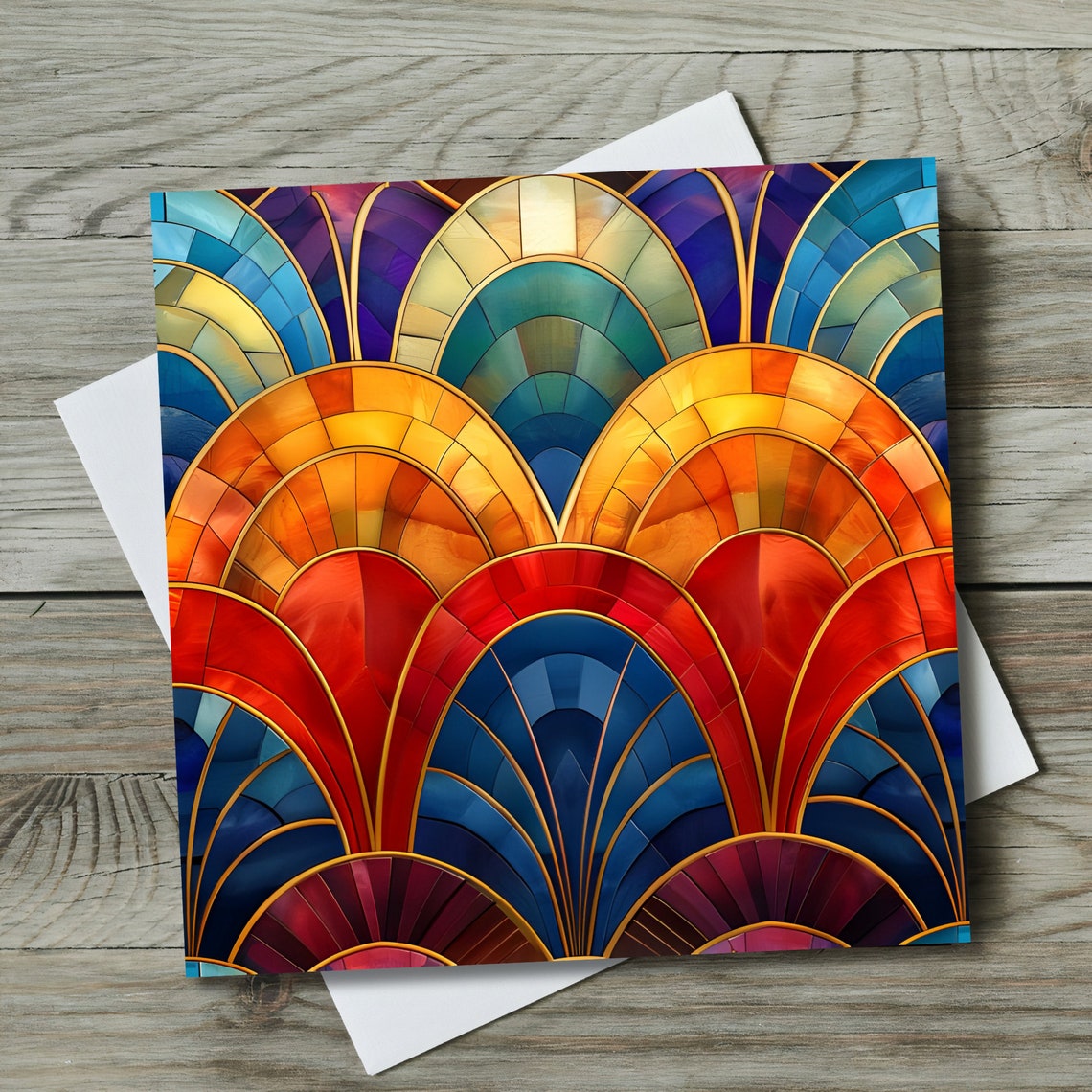 Modern Art Deco Ceramic Tile 2 Wall Art Stained Glass Look Birthday Gift Boho Rainbow Home Accent Decorative Tile Trivet - Image 2