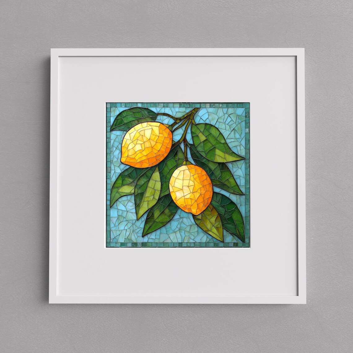 Mosaic Look Lemons Kitchen Decor Art Print - Image 2