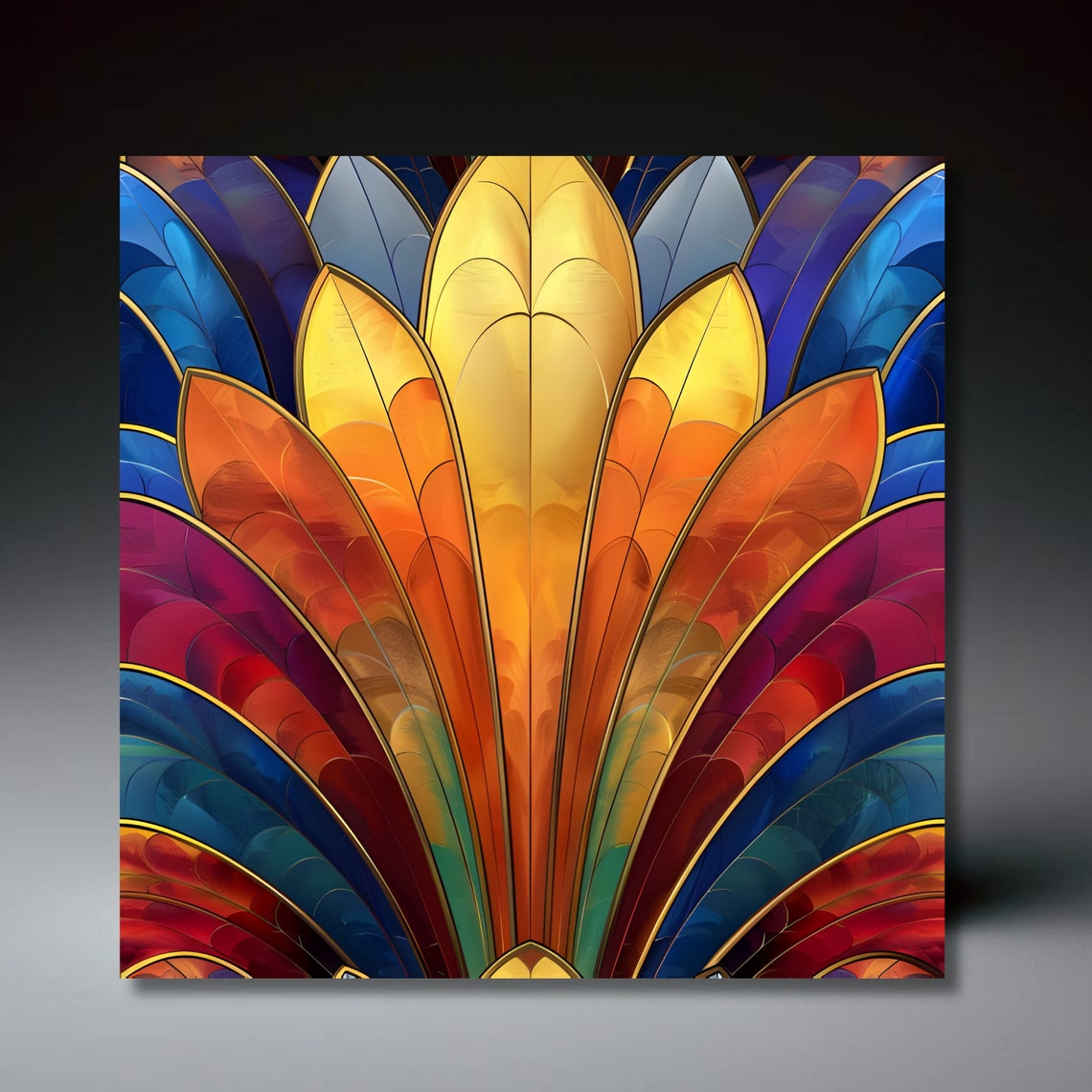 Modern Art Deco Ceramic Tile Wall Art Stained Glass Look Birthday Gift Boho Rainbow Home Accent Decorative Tile Trivet