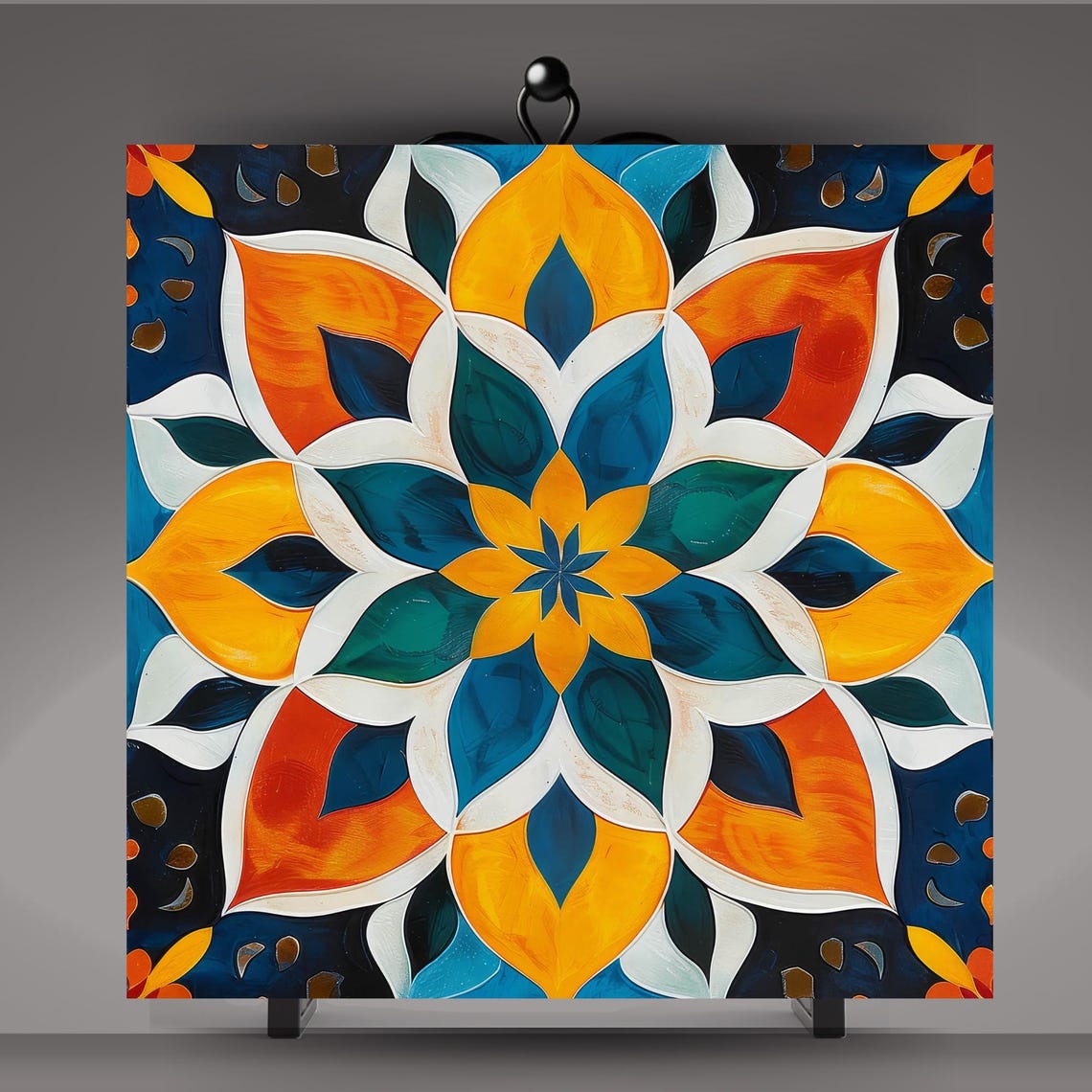 Handmade Moroccan Ceramic Tile 4 Decorative Tile Backsplash Tile Spanish Influence Wall Art Geometric Kitchen Tile Boho Art Decor - Image 5