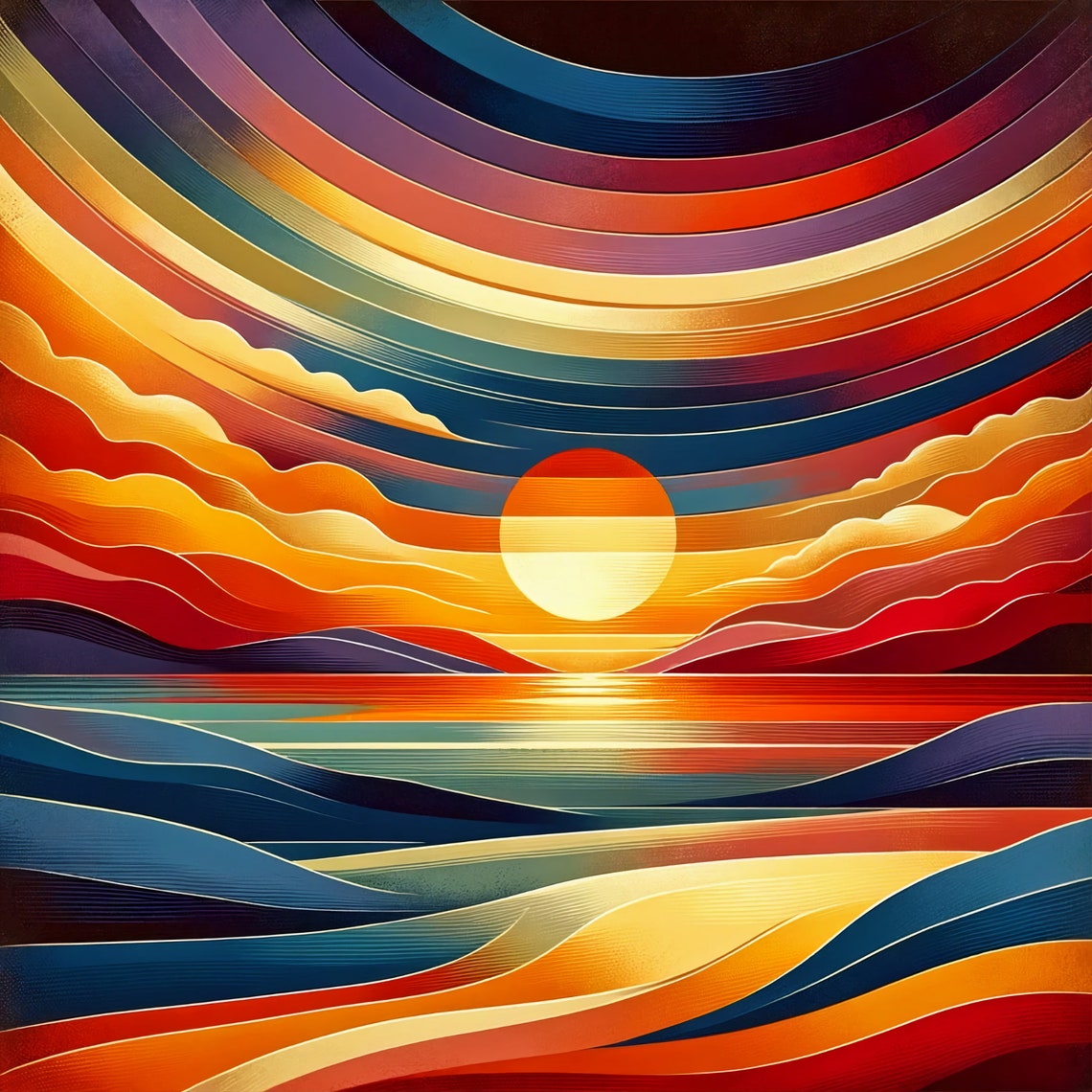 Abstract Expressionism Sunset Modern Art Tile Home And Kitchen Decor Landscape Art Ceramic Art Tile Handmade Gift Decorative Tile - Image 5