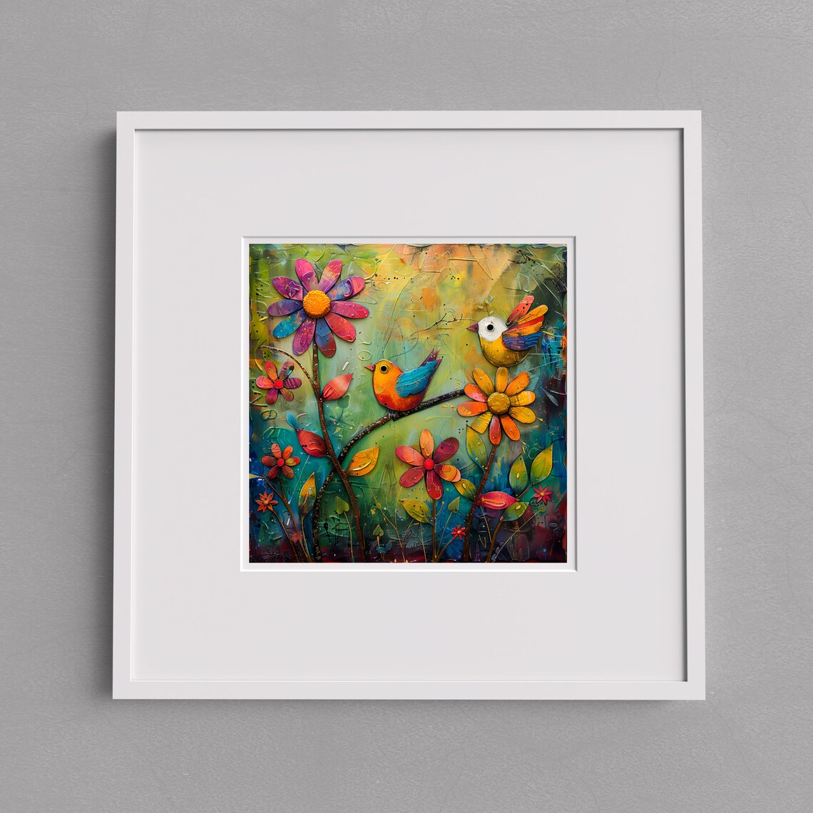 Songbird Folk Art Expressionism Art Print - Image 3