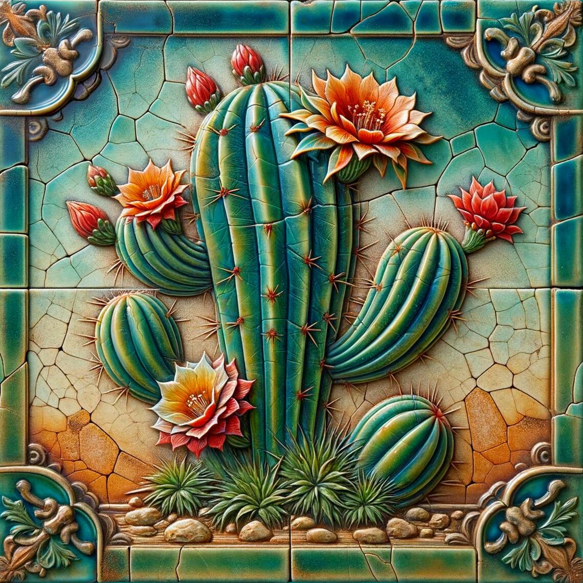 Desert Southwest Blooming Cactus Art Print, Southwestern Decor - Image 4