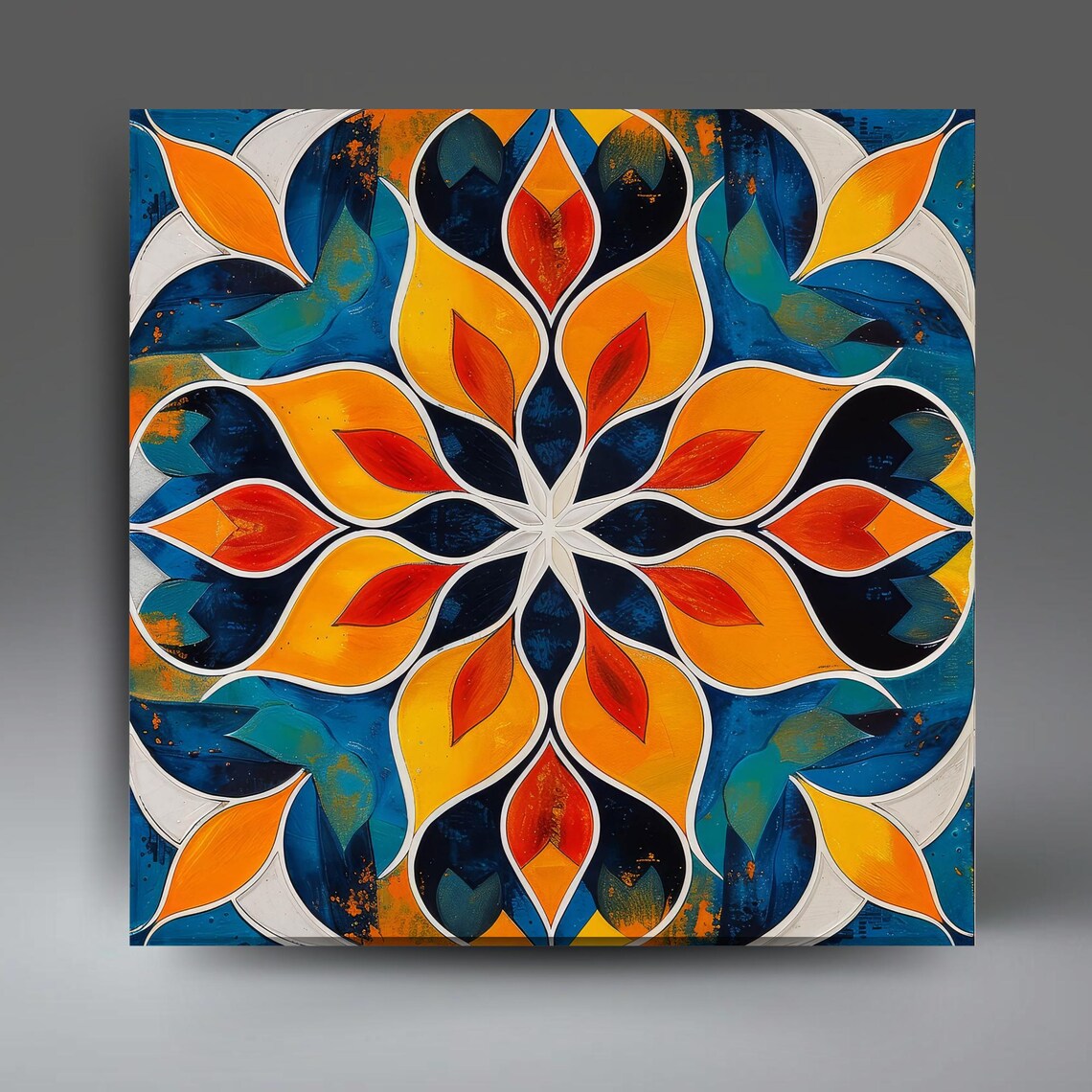 Handmade Moroccan Tile Art Print, Boho Geometric Decor