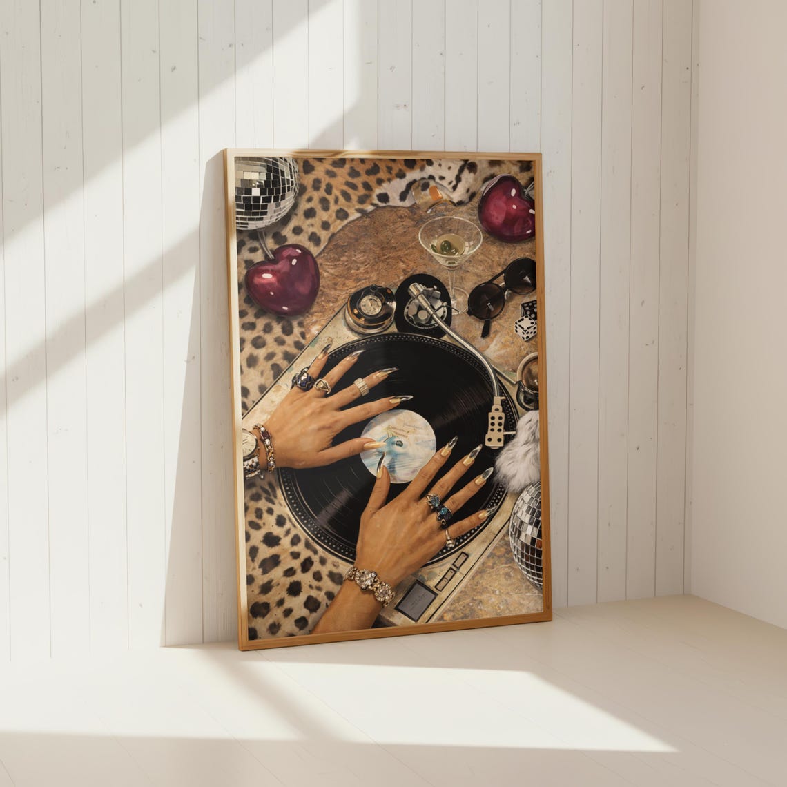 Leopard Turntable Poster Retro Dj Wall Art Glam Vinyl Print
