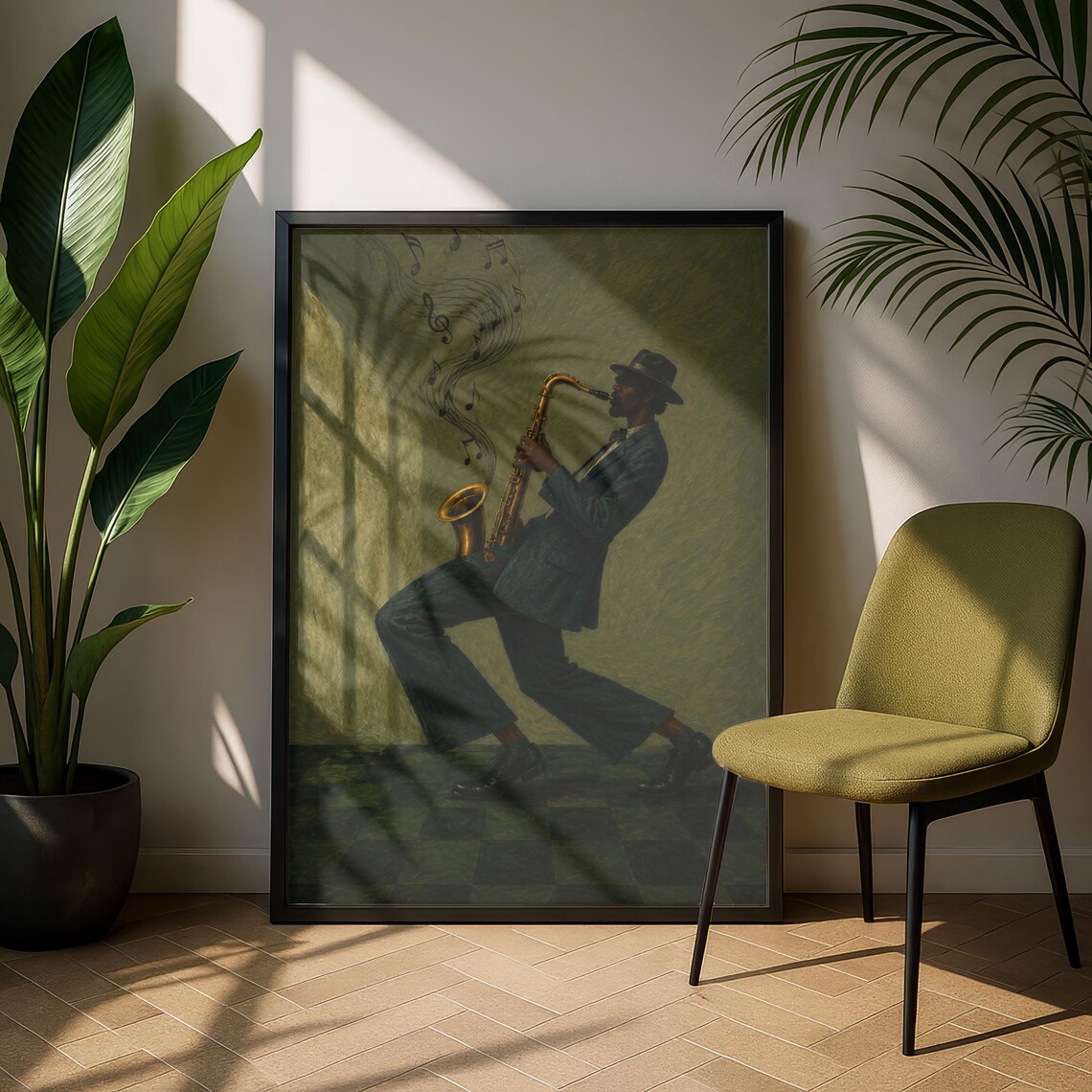 Vintage Jazz Saxophone, Retro Musician Art Print