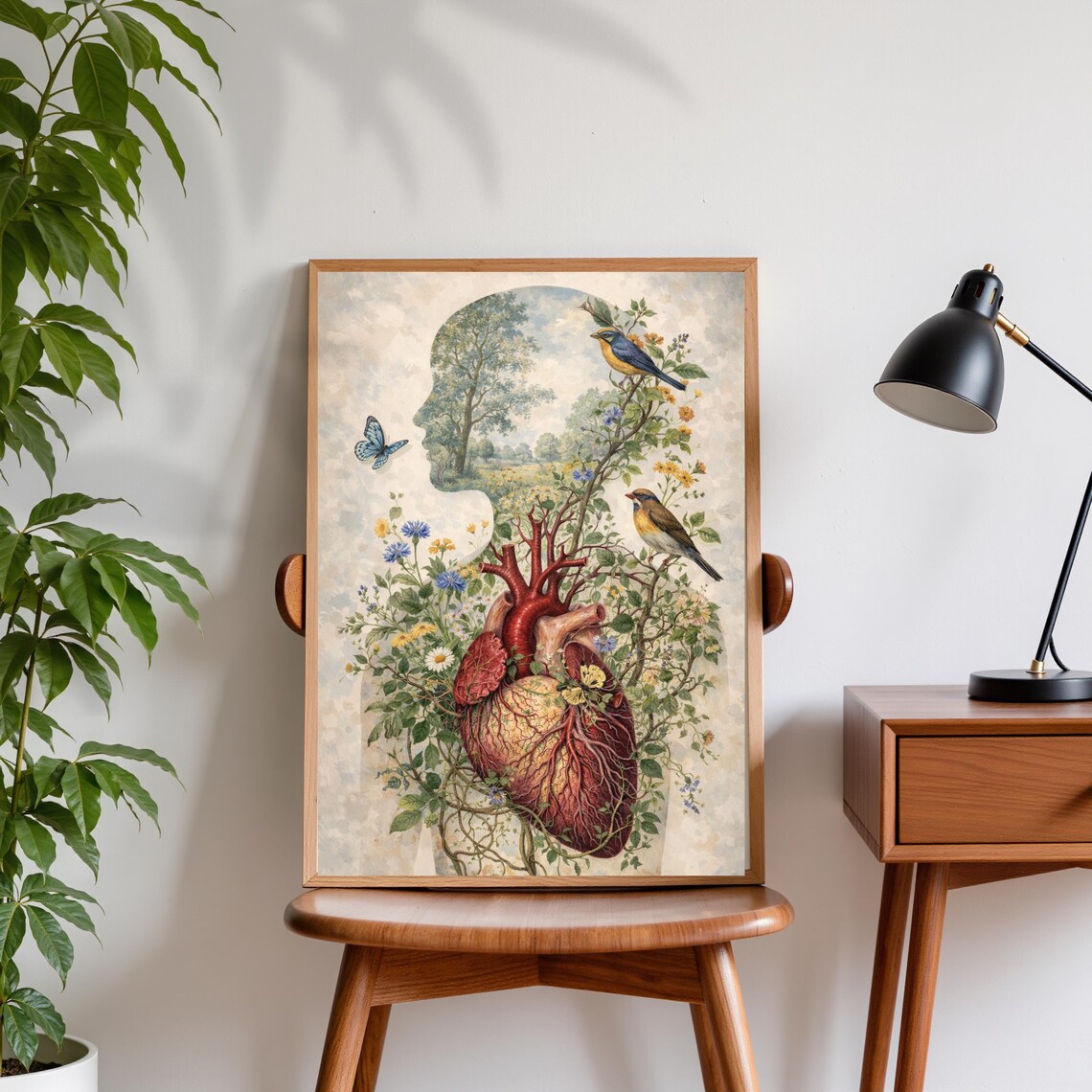 Anatomical Heart Mind Poster, Science Illustration Print