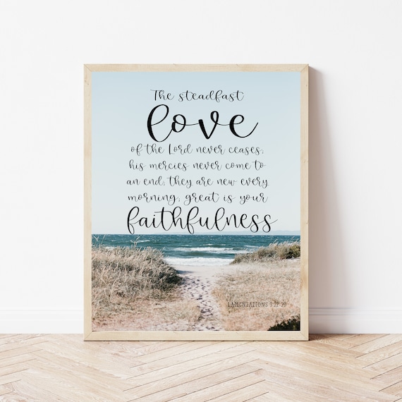 Lamentations 32223 Bible Verse Wall Art His Mercies Are New Scripture Sign Home Christian Poster Kitchen Steadfast Love Prints