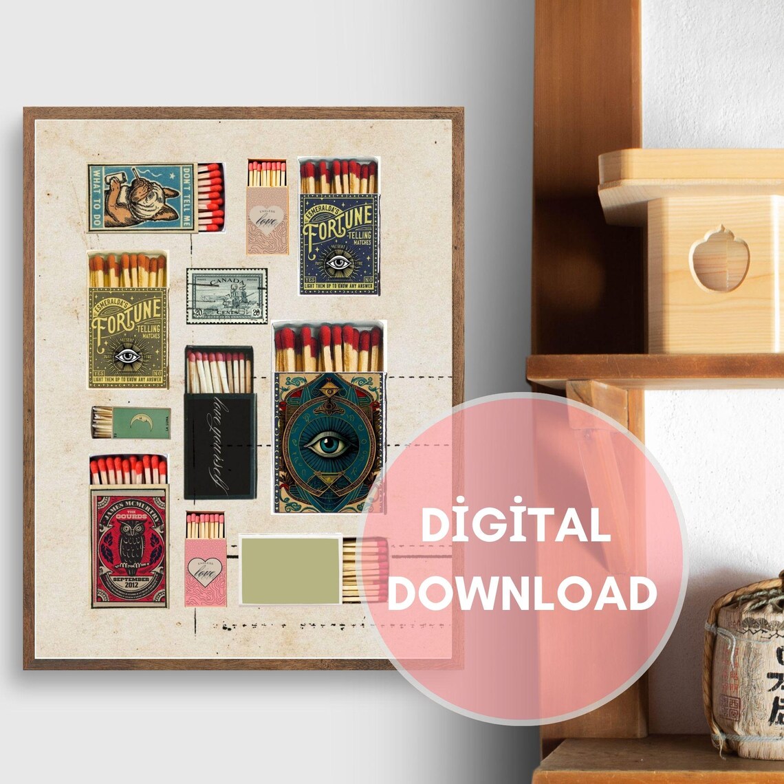 Vintage Matchbox Collage Art Poster, Retro Matchbooks - Image 4