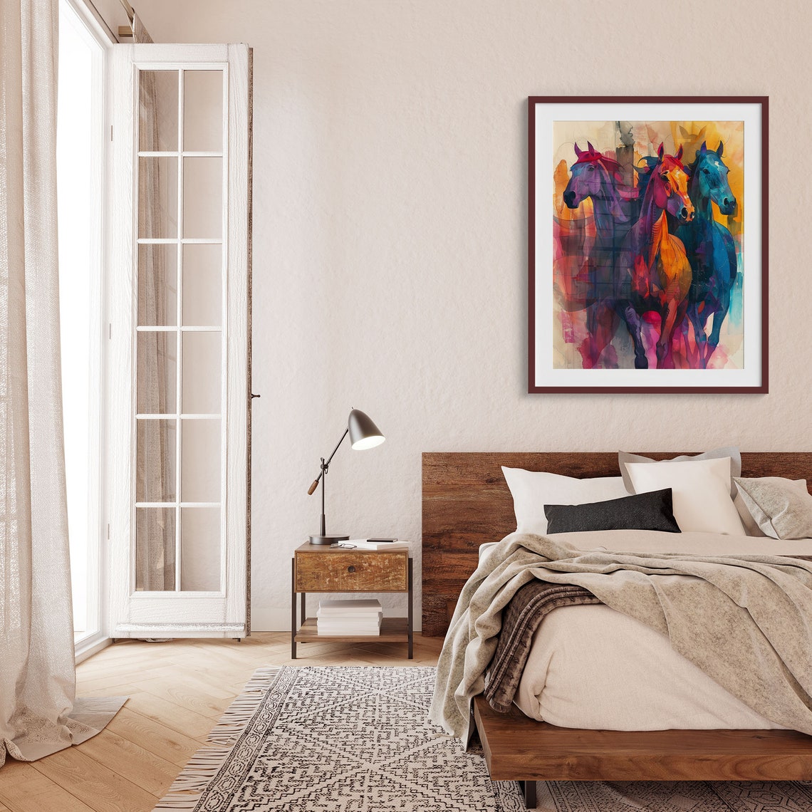 Three Galloping Horses in Vivid Color Abstract Equestrian Poster - Image 4