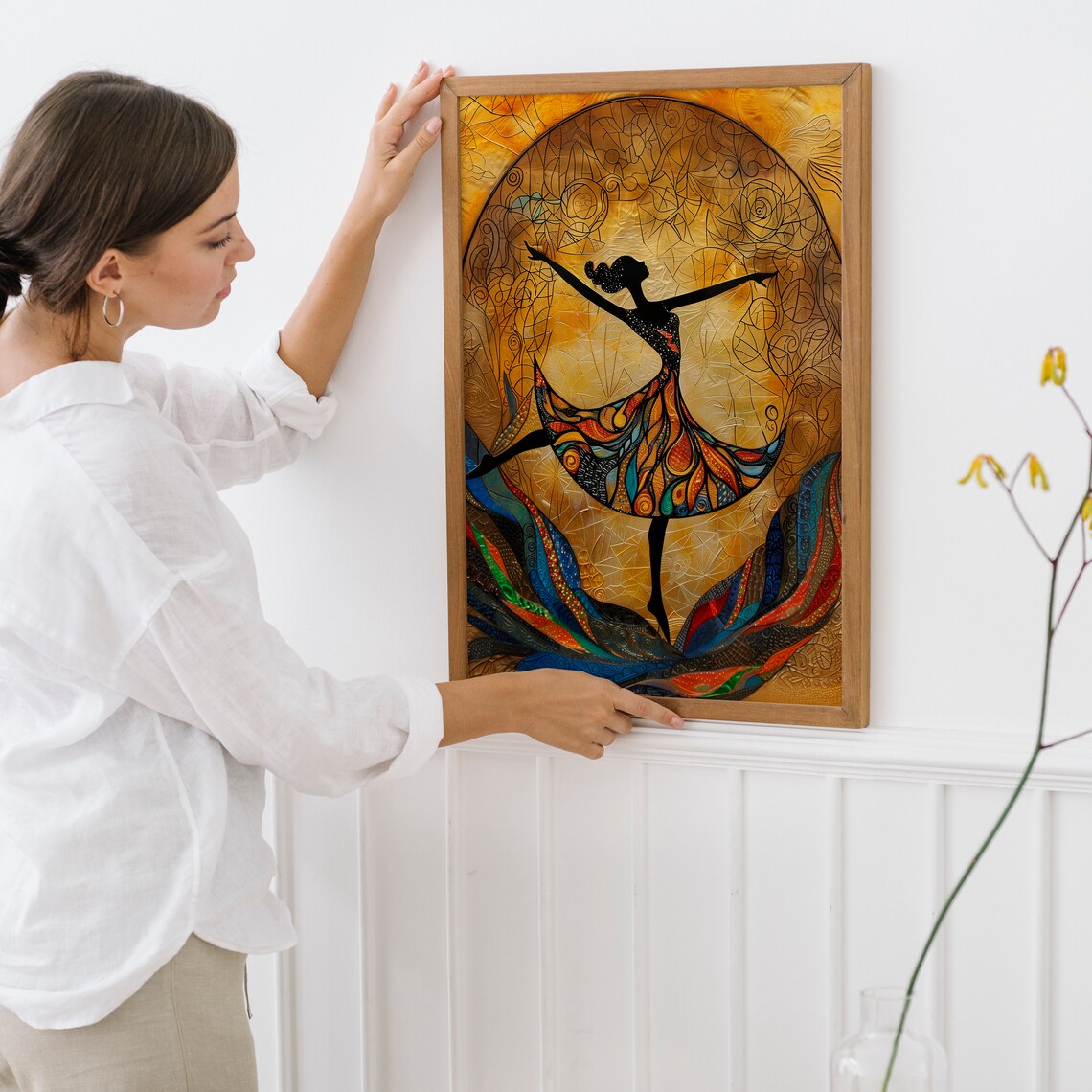 Golden Moon Ballerina Dancer in Mosaic Style Dance Art Poster - Image 6