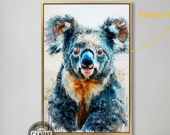 Expressive Koala Colorful Watercolor Splash Australian Animal Poster