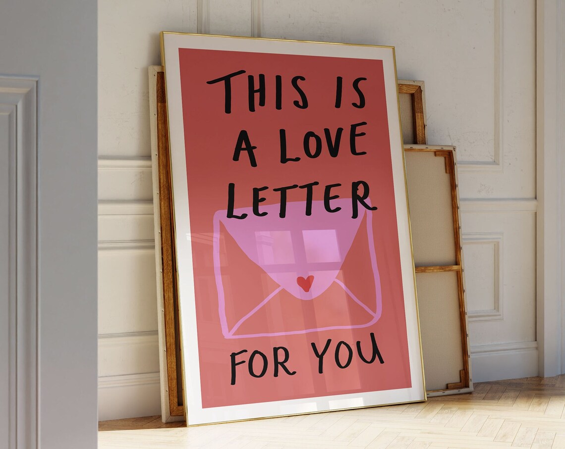 Love Letter Print, Mid-Century Preppy Decor