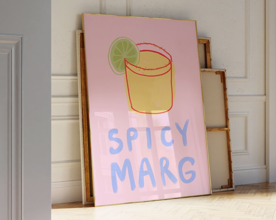 Spicy Marg Kitchen Print, Margarita Bar Cart Decor