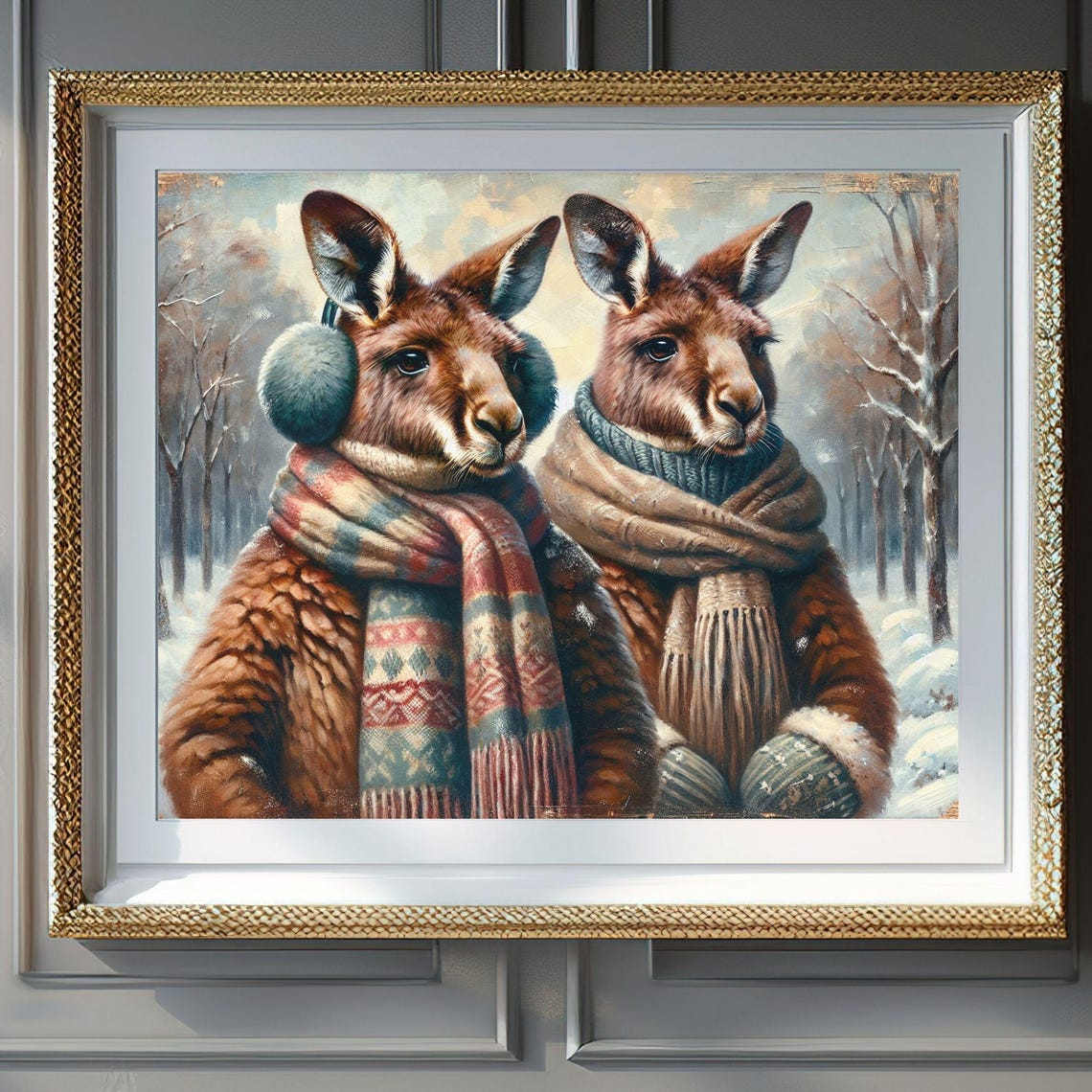 Christmas Winter Kangaroo Art Print