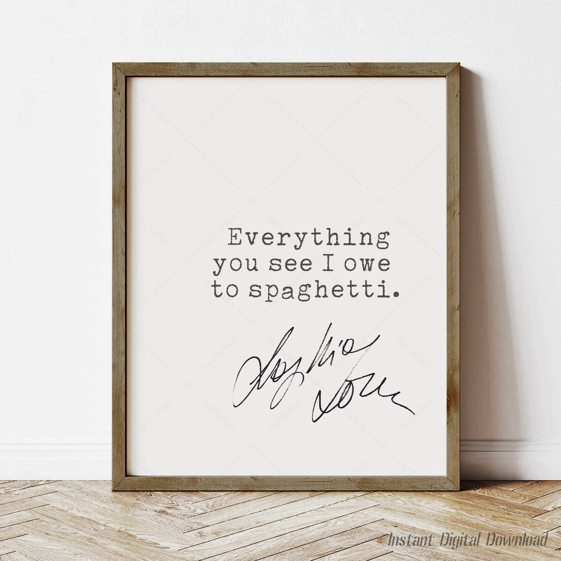 Sophia Loren Spaghetti Quote, Kitchen Art Print