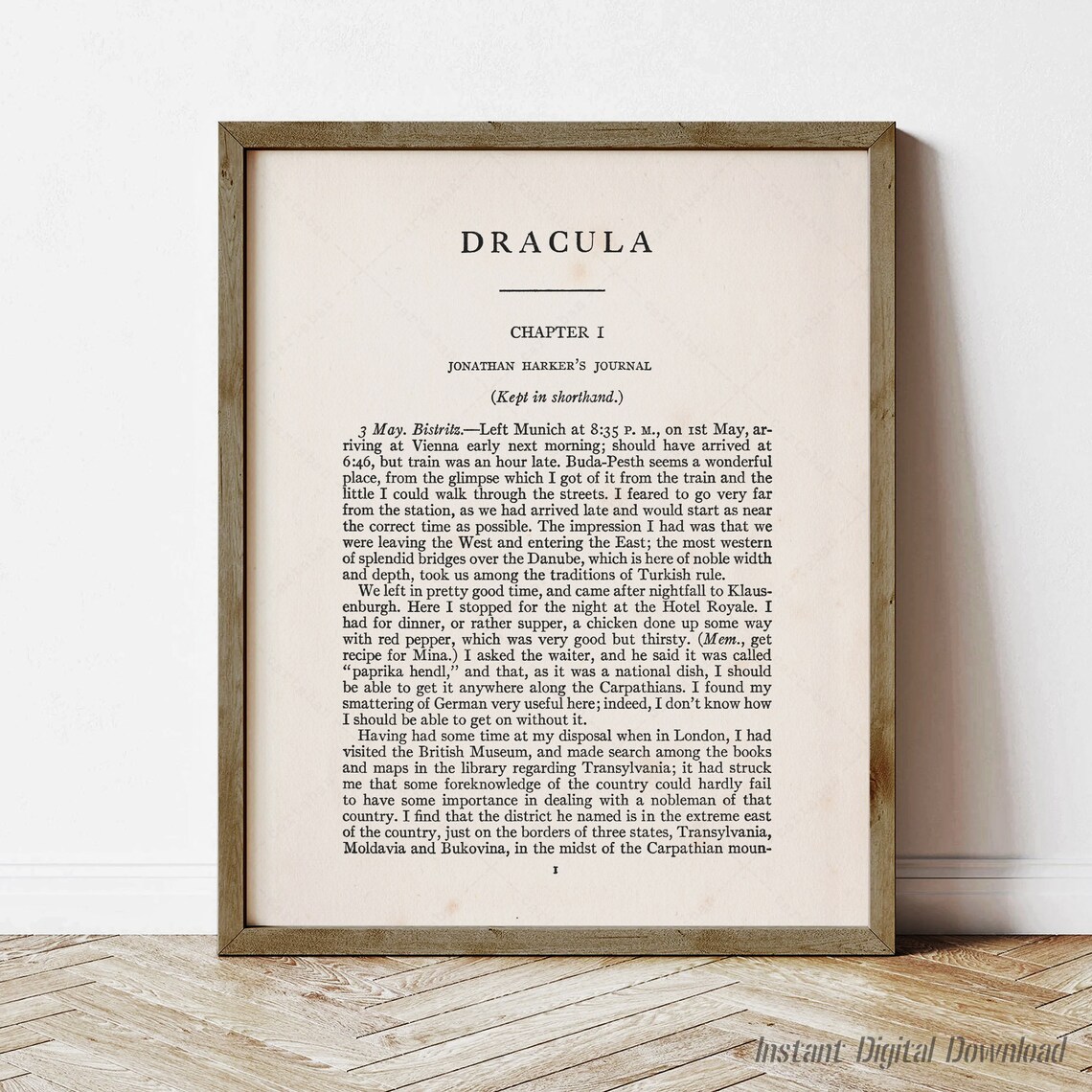 Dracula by Bram Stoker Chapter 1 First Page Jonathan Harker Print Poster
