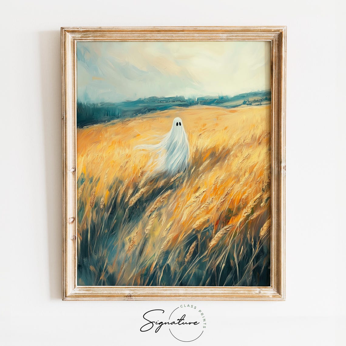 Windswept Ghost Golden Wheat Field Autumn Harvest Sky Poster
