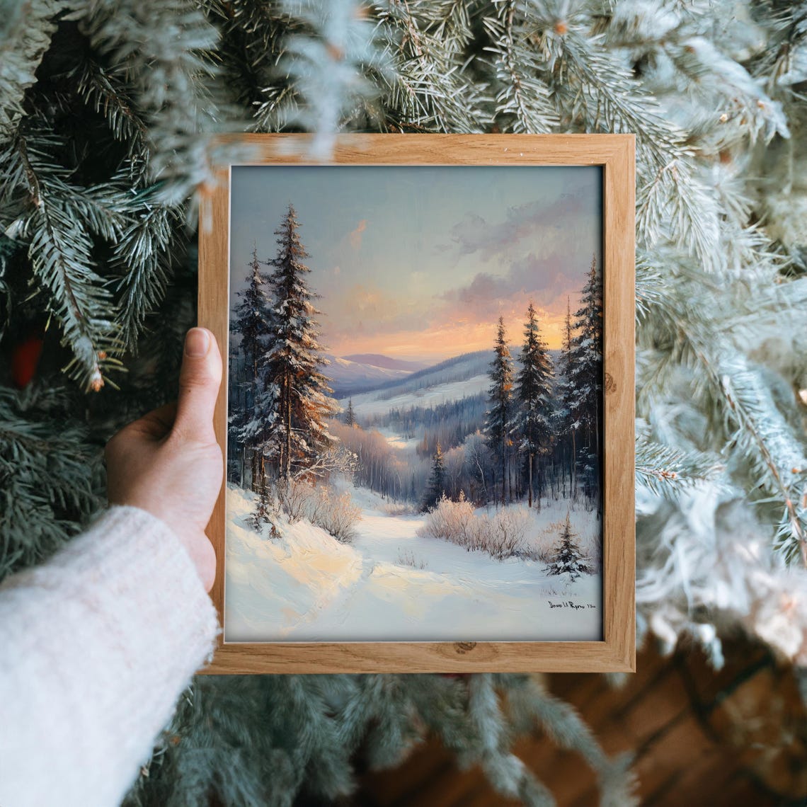 Serene Twilight Pine Forest Clearing Winter Dusk Landscape Poster - Image 6