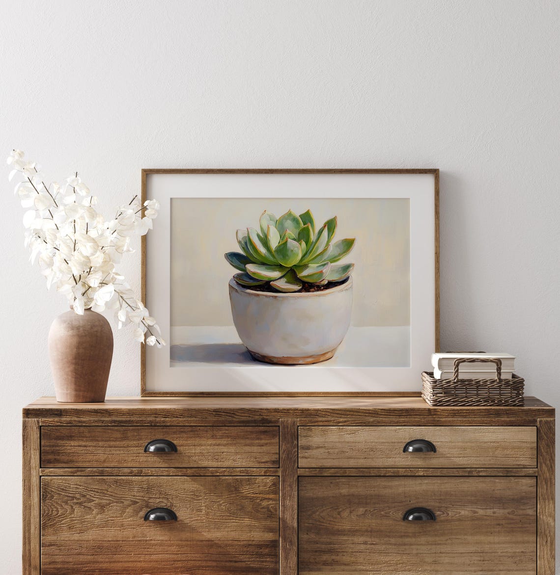 Succulent Plant in White Ceramic Pot Minimalist Botanical Art Poster - Image 4