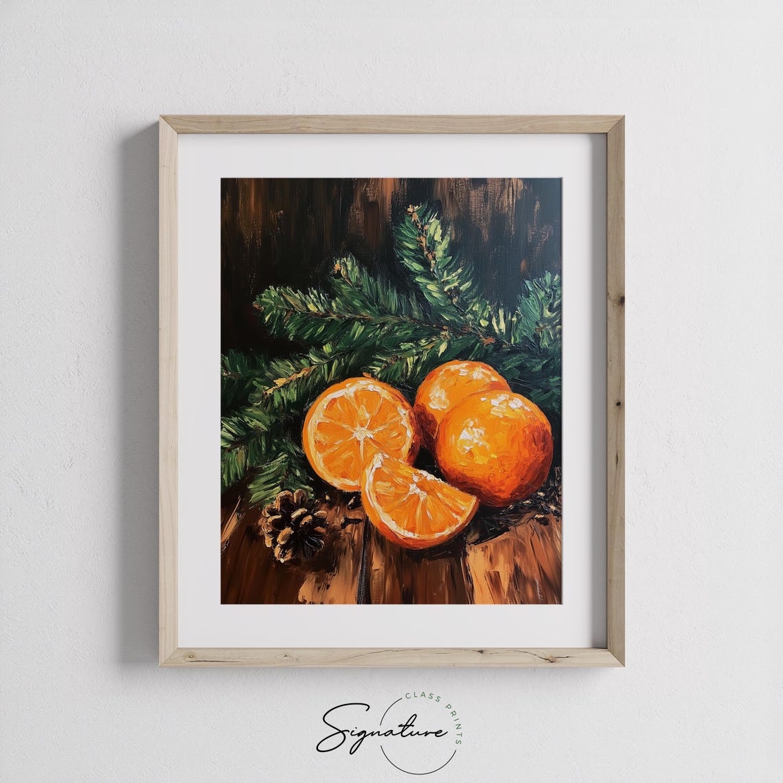 Oranges Pine Branches Painting Holiday Citrus Still Life Decor Poster - Image 3