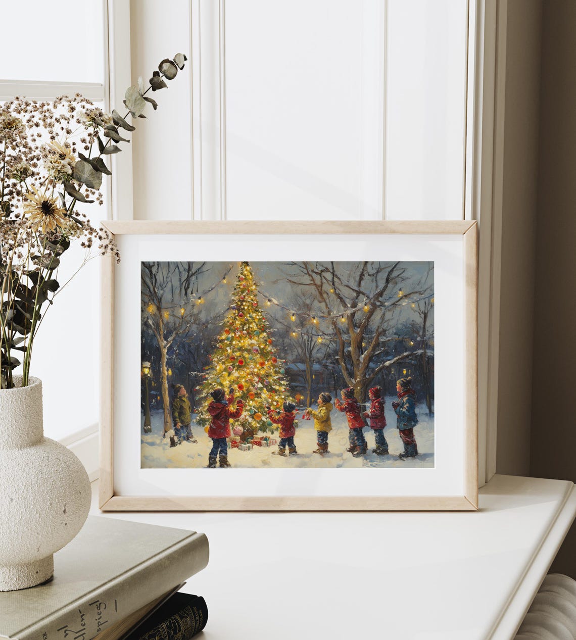 Seven Children Decorating a Big Outdoor Christmas Tree in Snow Poster - Image 6