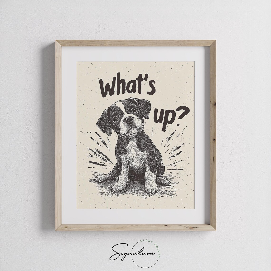 Cute What's Up Puppy Sketch Playful Puppy Vintage Dog Poster - Image 3