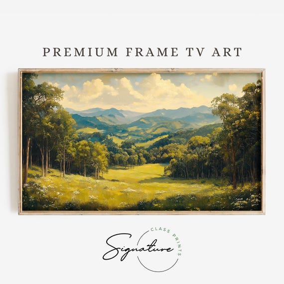 Forest Edge Tv Art Rolling Hills Landscape Frame Tv Art Nature Scene Rustic Country Wall Art 3510