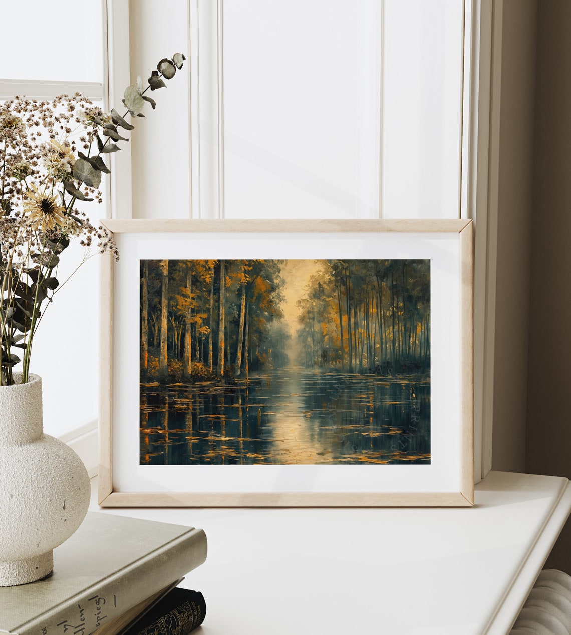 River Epte Poplars Autumn Gold Sunset Golden Light Reflections Poster - Image 6