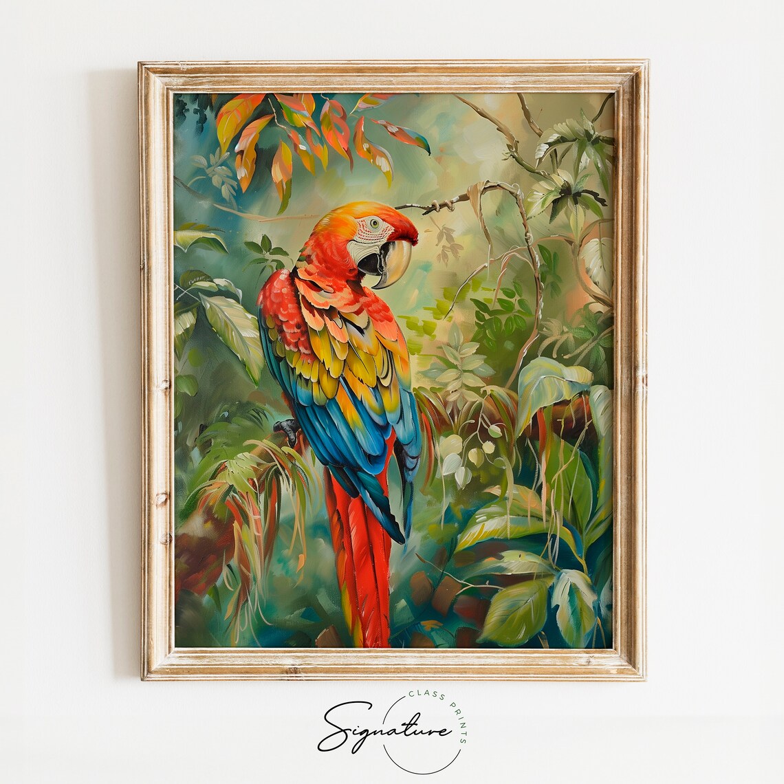 Scarlet Macaw Parrot Tropical Rainforest Colorful Bird Poster