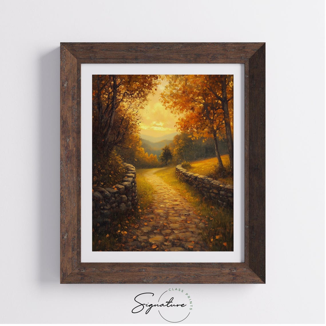 Autumn Cobblestone Pathway Glowing With Warm Golden Light Fall Poster - Image 3