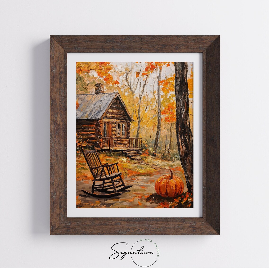Cozy Log Cabin With Rocking Chair And Pumpkin Autumn Woods Poster - Image 4
