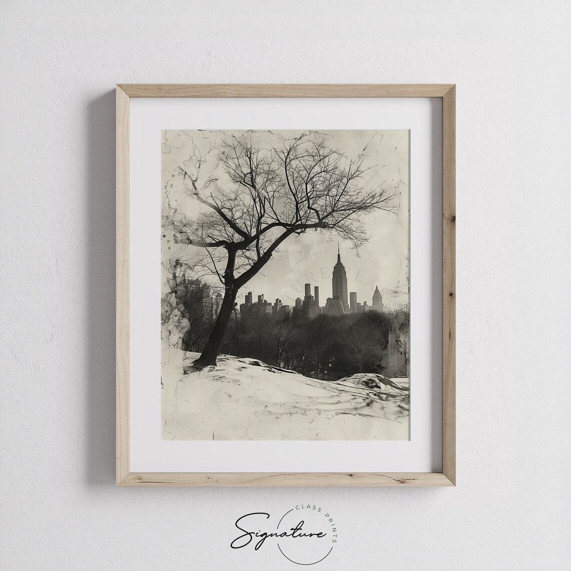 Central Park Winter Snow Monochrome New York Cityscape Poster - Image 3