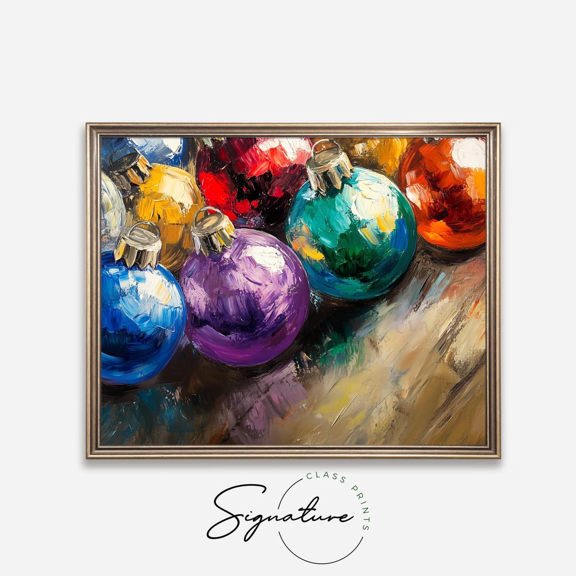 Bright Colorful Christmas Baubles In An Impressionist Oil Style Poster - Image 4