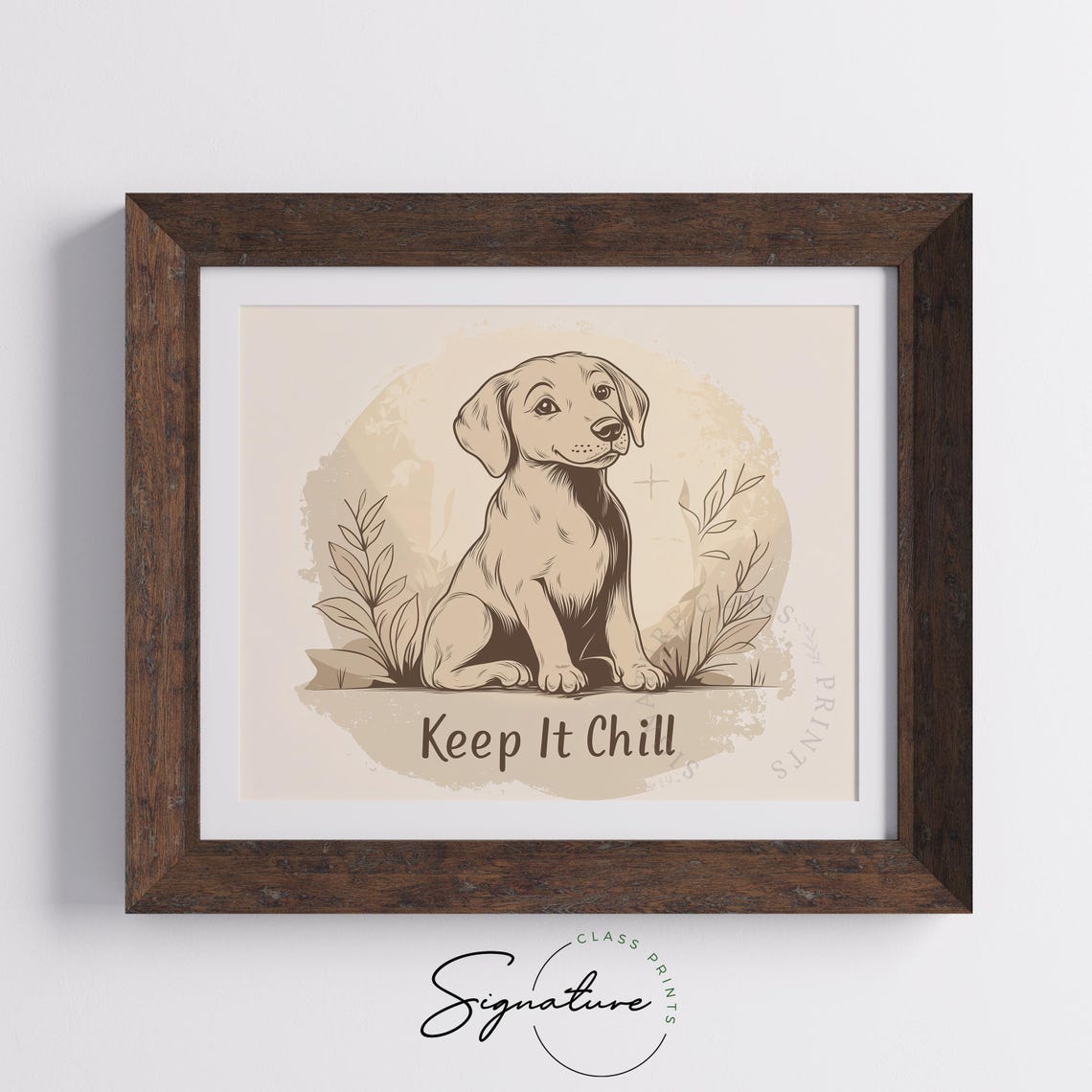 Keep It Chill Quote Cute Puppy Line Art Minimalist Dog Decor Poster - Image 5