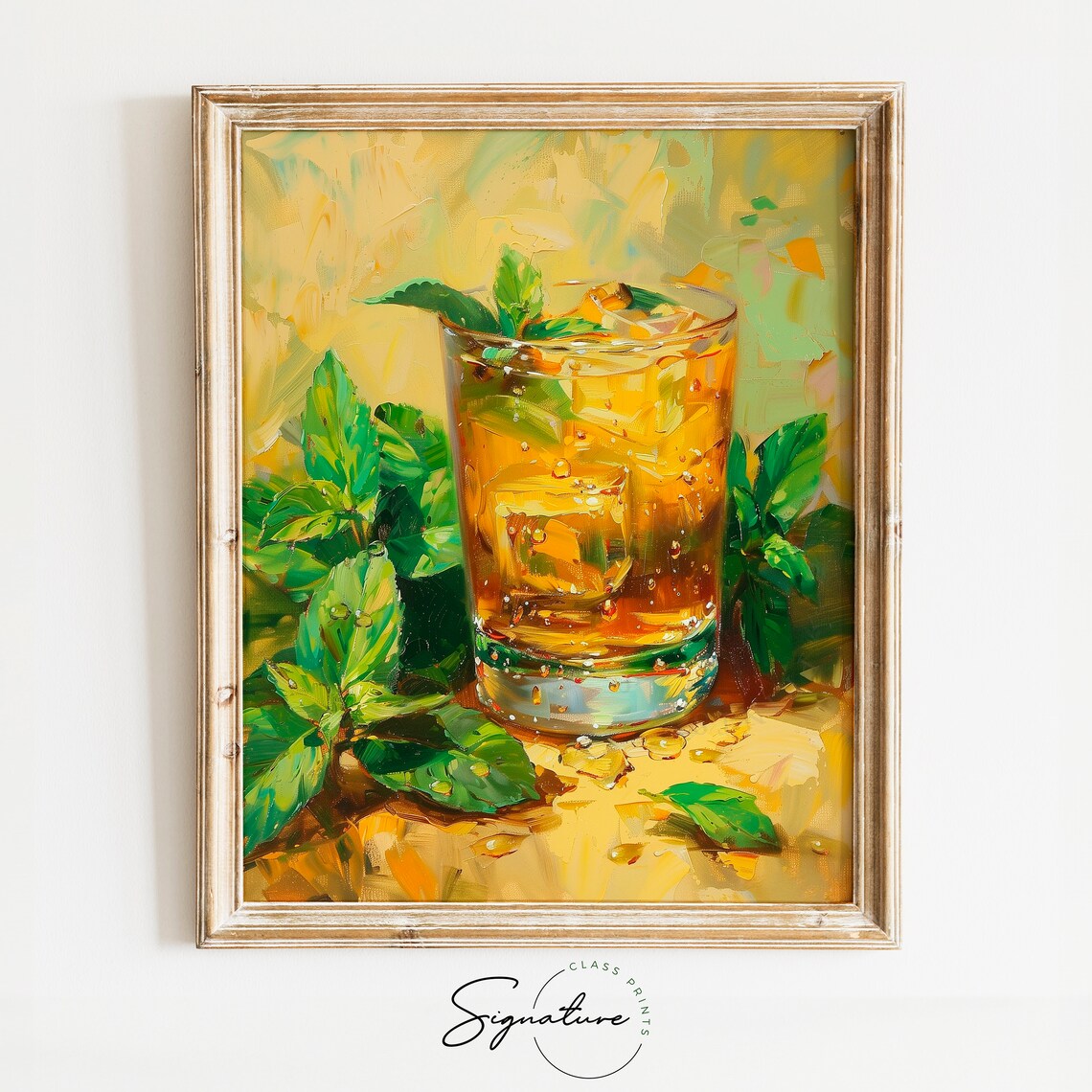 Iced Mint Tea Glass with Fresh Mint Leaves Summer Drink Poster